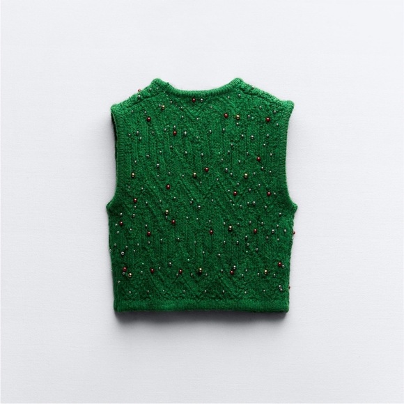 ZARA PEARL TRIM KNIT VEST 9598/374 294/020 - Picture 8 of 8